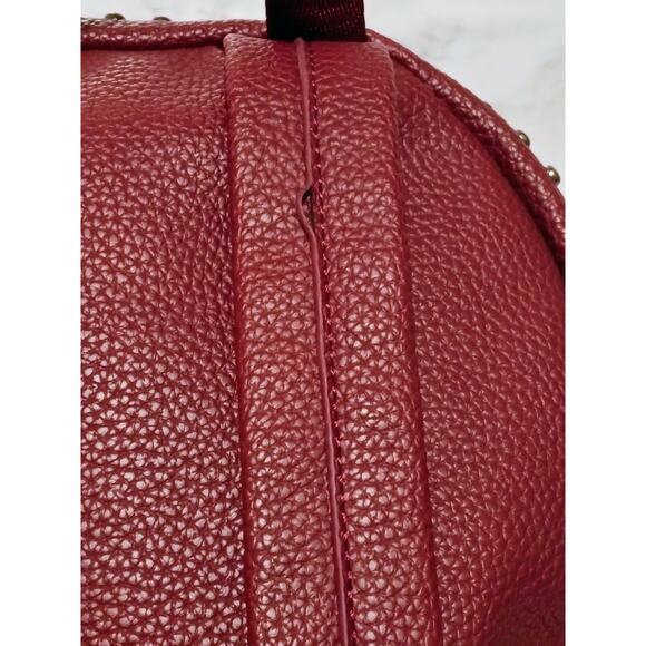 Prüne - Women\'s Burgundy Leather Studded Backpack Mini Bag main image 4